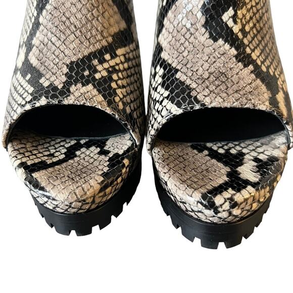 AllSaints Michela Leather Snake Print Peep Toe Heeled Shoes Booties Size 40 EU - Picture 8 of 16